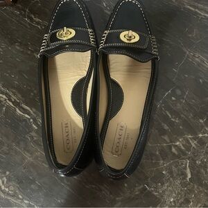 Coach Black and Gold Loafers for Women